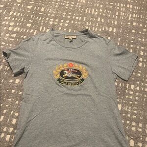 Burberry Gray Short Sleeve Tee with Gold Emblem